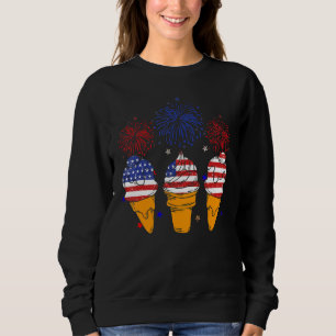 Camiseta Sorvete Vermelho Branco Azul Cone EUA Bandeira Pat