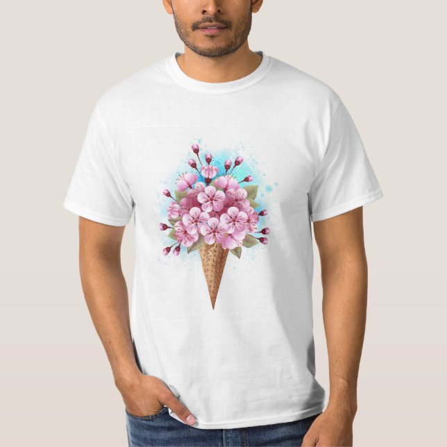 Camiseta Sorvete Waffle Rosa Sakura Cone (Frente)