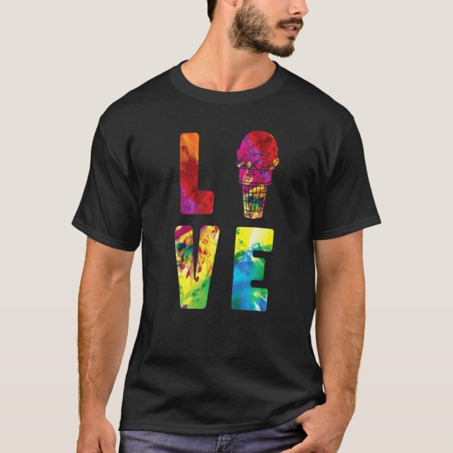 Camiseta Sorvete Watercolor Cone Sundae Love (Frente)