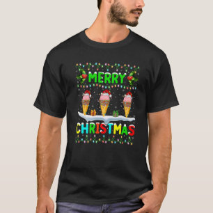 Camiseta Sorvete Xmas Lighting Santa Hat Feliz Natal