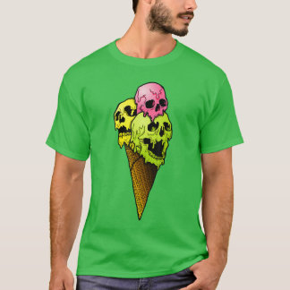 Camiseta Sorvetes de Crânios Assustadores Horror Colorido H