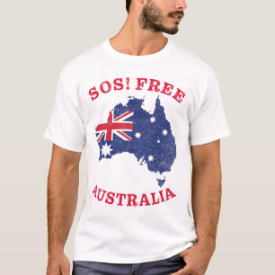 Camiseta SOS! Austrália Livre - Liberdade e Direitos Austra