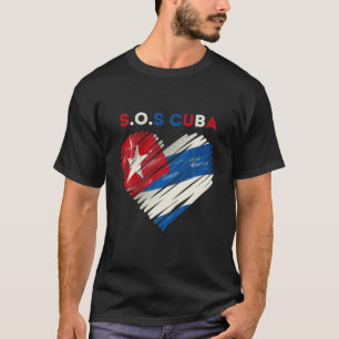 Camiseta Sos Cuba Flag Heart Shue Cuba Flag Love