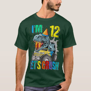 Camiseta Sou 12 Dinossauro de Caminhão de Esmagamento de Va
