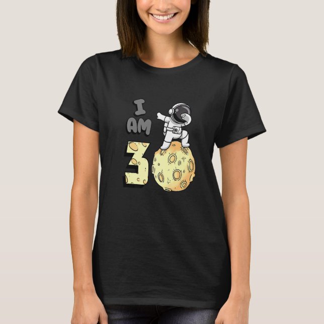 Camiseta Sou 3 Astronauta Espacial Kid Moon Walker 3° anive (Frente)
