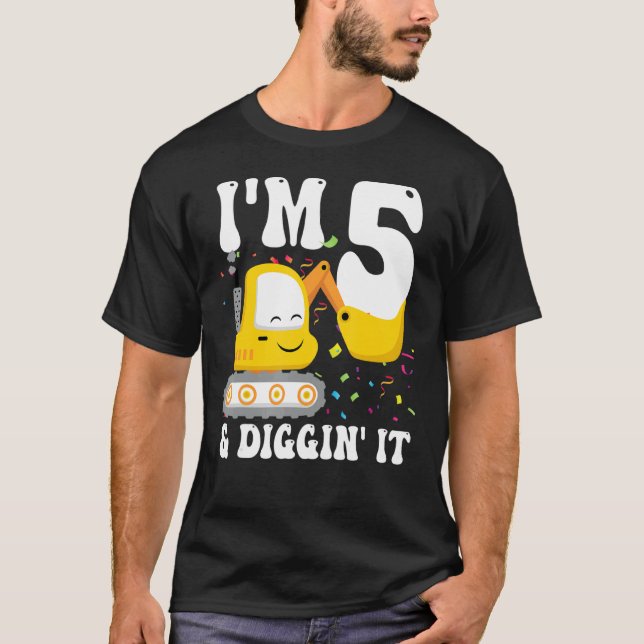 Camiseta Sou 5 e Diggin It 5 Aniversário Construction Exca (Frente)