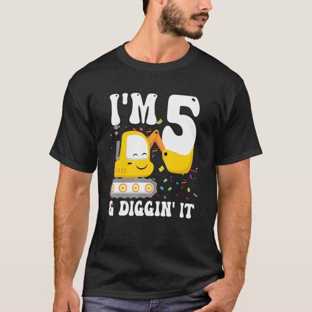 Camiseta Sou 5 e Diggin It 5 Aniversário Construction Exca (Frente)