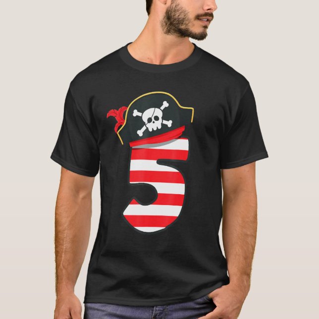 Camiseta Sou 5 Festa de aniversário do Tema Pirata Legal Bo (Frente)