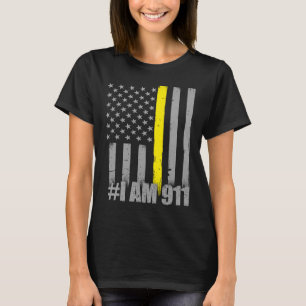 Camiseta Sou 911 Expedidor Da Polícia De Bandeira Dourada T