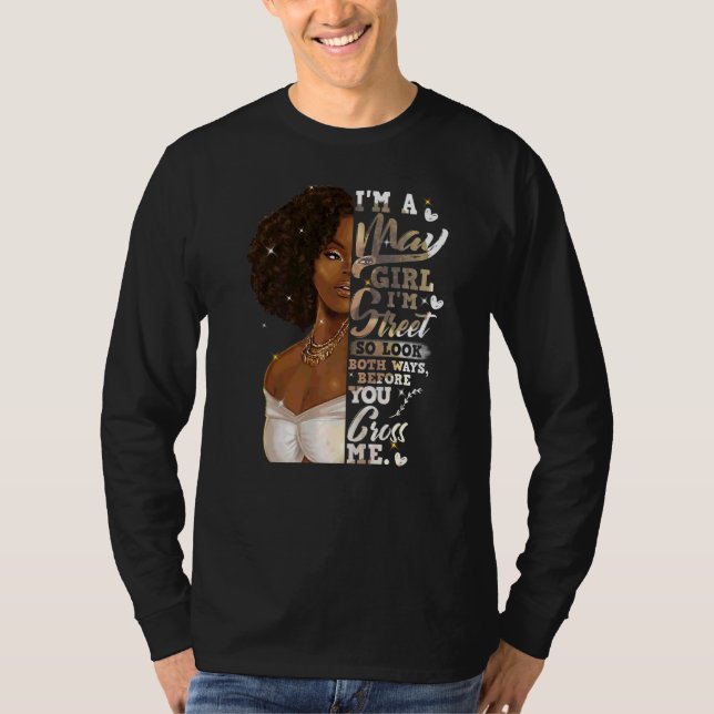 Camiseta Sou a Black Girl May Birthday Dia de as mães (Frente)
