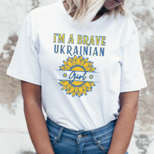 Camiseta Sou a Brave Ucraniana Girassol Amarelo Azul