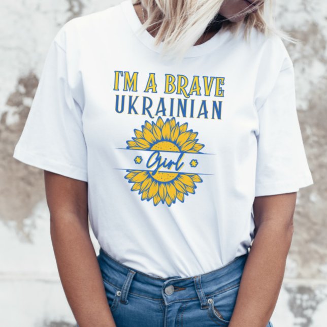 Camiseta Sou a Brave Ucraniana Girassol Amarelo Azul (Criador carregado)