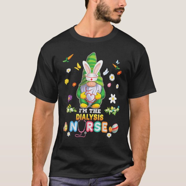 Camiseta Sou a enfermeira de diálise Gnomo Bunny Easter Egg (Frente)