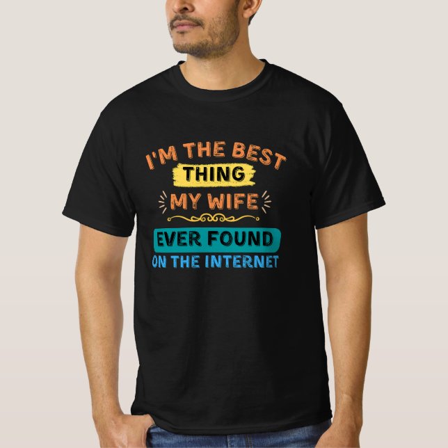 Camiseta Sou a melhor coisa que minha esposa encontrou, mar (Frente)
