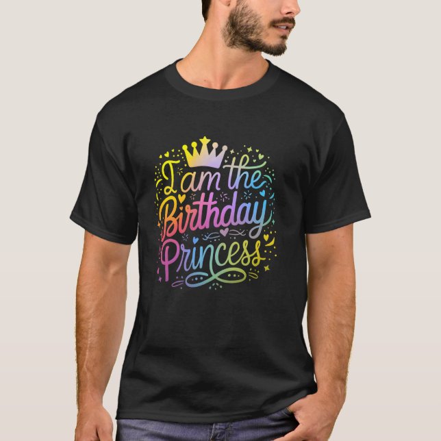 Camiseta Sou A Princesa De Aniversário Fofa Arco-Íris Diver (Frente)