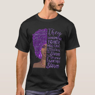 Camiseta Sou a tempestade Forte Mulher Negra Roxa Sobredosa