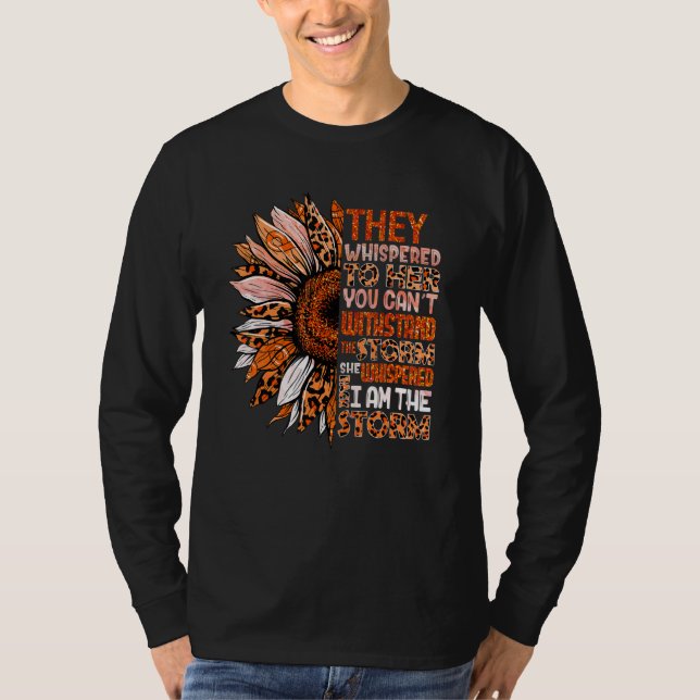 Camiseta Sou a tempestade Mulheres Sunflower Orange Leukemi (Frente)
