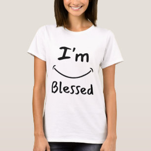 Camiseta Sou abençoado, sorriso bíblico da mulher