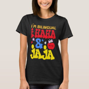 Camiseta Sou Bilíngue Eu Haha e Jaja Professora de Espanhol