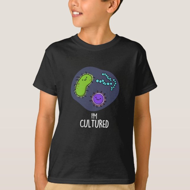 Camiseta Sou Culturada Bactérias Engraçadas Pun Dark BG (Frente)