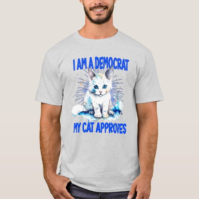 Camiseta Sou Democrata - Meu Gato Aprova (Frente)