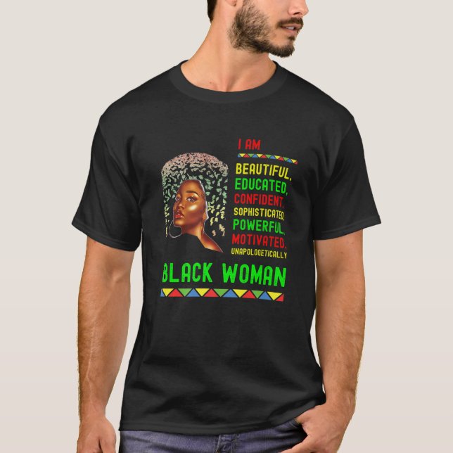 Camiseta Sou educada como mulher negra do mês de história (Frente)