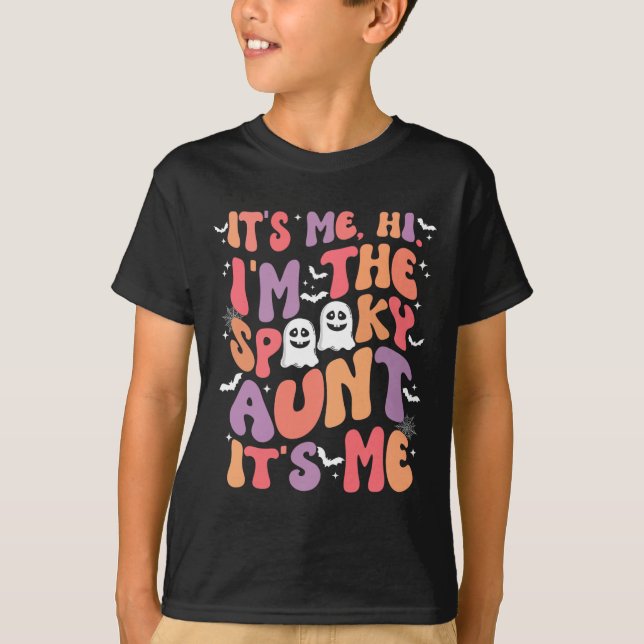 Camiseta Sou eu, a tia assustadora, sou eu, Retro Hallo (Frente)
