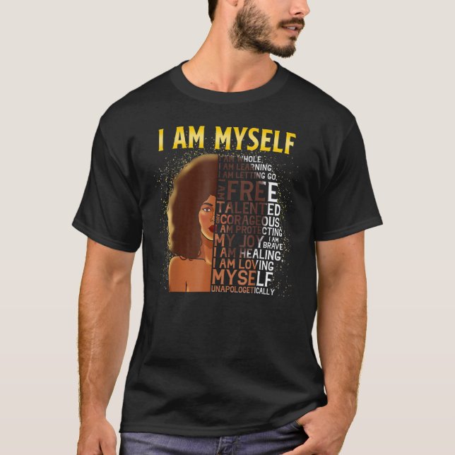 Camiseta Sou Eu Própria História Negra Rainha Melanina Afri (Frente)