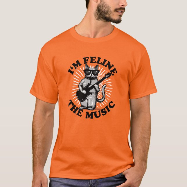 Camiseta Sou Feline The Music | Gato de guitarrista (Frente)