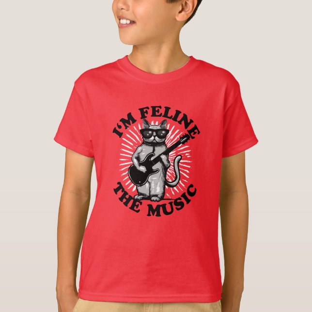 Camiseta Sou Feline The Music | Gato de guitarrista (Frente)