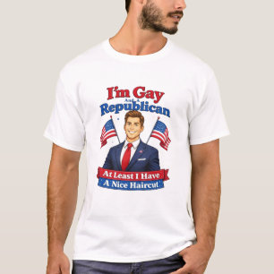 Camiseta Sou Gay e Republicano Bom Corte de Cabelo