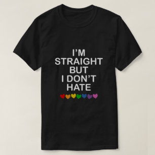 CAMISETA SOU HETERO, MAS NÃO ODEIO CORAÇÕES DE CORTE DE COR