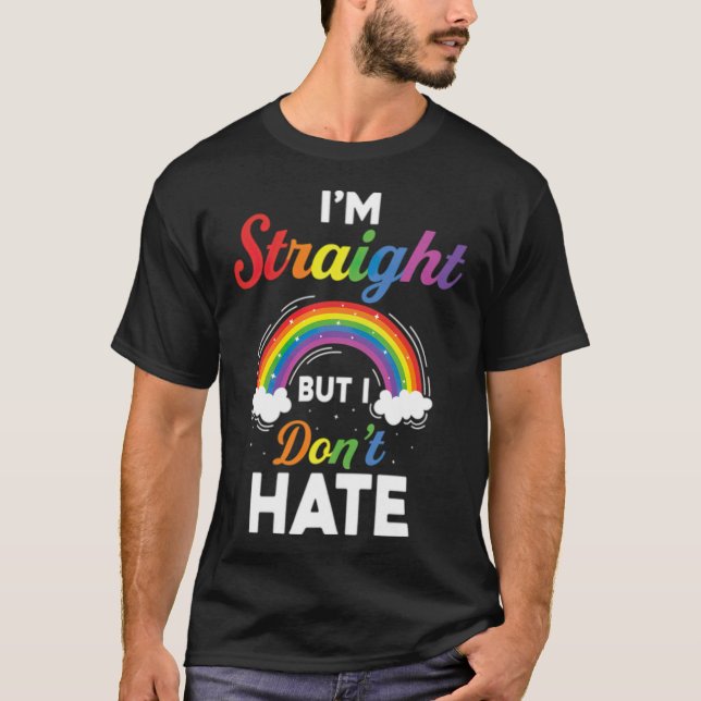 Camiseta Sou Hetero, Mas Não Odeio Orgulho LGBT (Frente)