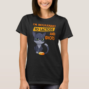 Camiseta Sou intolerante à lactose e idiotas  Gato