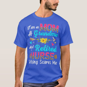 Camiseta Sou mãe, avó e enfermeira aposentada, Leopard Fl