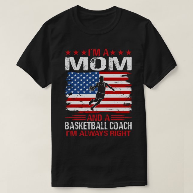 Camiseta Sou MÃE E Treinador de Basquete (Frente do Design)