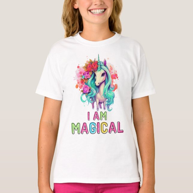 Camiseta Sou Magia Floral Unicórica (Frente)