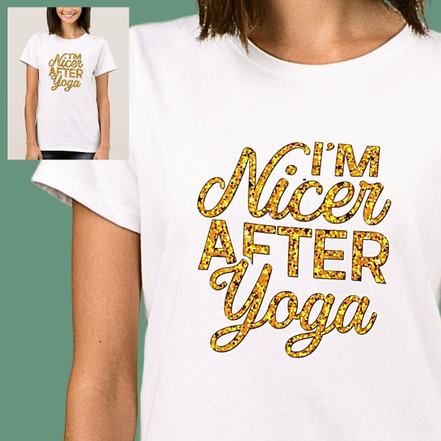 Camiseta Sou mais agradável depois da Yoga Dourada na Camis (Criador carregado)