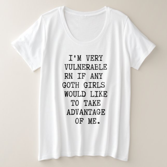 Camiseta Sou muito vulnerável ao Gótico Rn (Frente do Design)