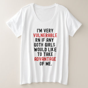 Camiseta Sou muito vulnerável Rn Gótico escuro