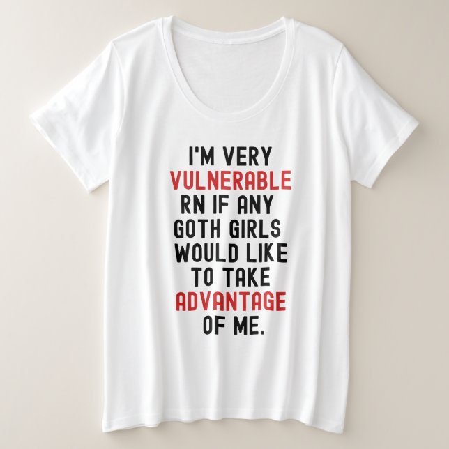 Camiseta Sou muito vulnerável Rn Gótico escuro (Frente do Design)