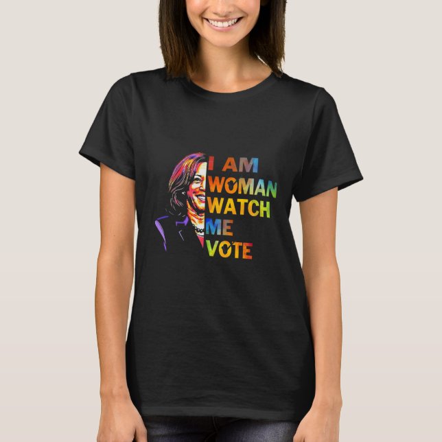 Camiseta Sou Mulher Assista-Me Kamala Harris Waltz 24 Madam (Frente)