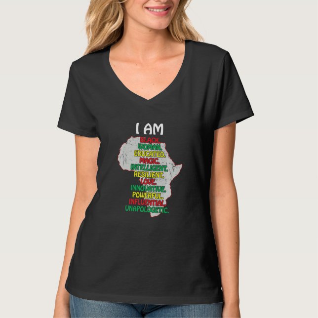 Camiseta Sou Negra História Negra Mês Educada Blac (Frente)