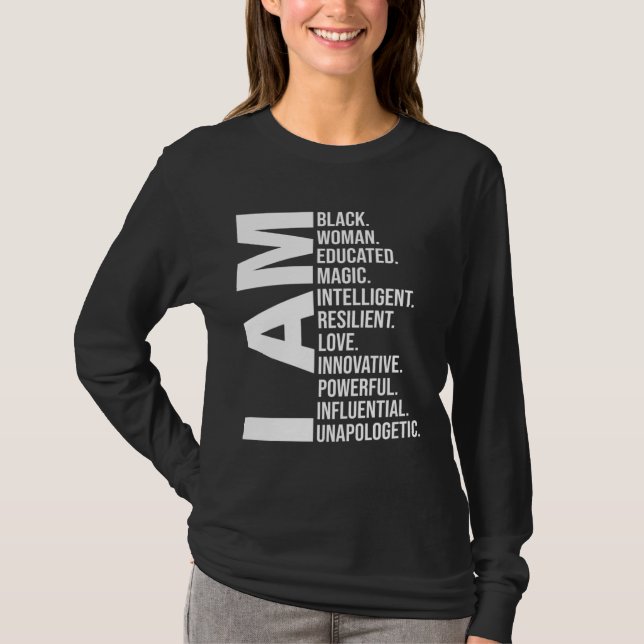 Camiseta Sou Negra História Negra Mês Educada Blac (Frente)