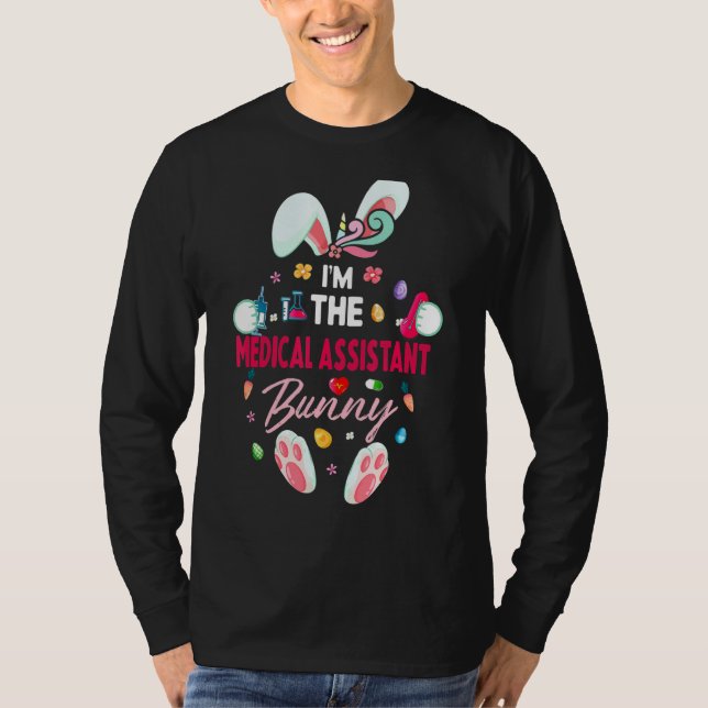 Camiseta Sou o assistente médico Bunny Matching Family Ea (Frente)