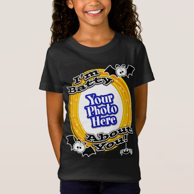 Camiseta Sou o Batty Sobre você, Foto de Olhos Loucos, Pret (Frente)