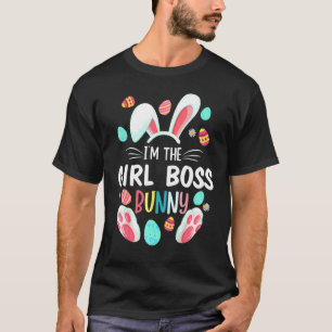 Camiseta Sou o chefe da moça Coelhando com a Páscoa da famí