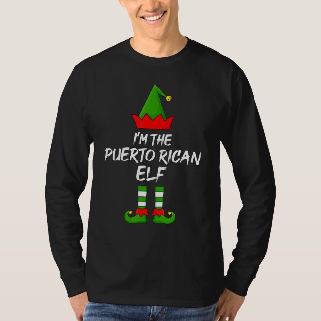 Camiseta Sou o Elf da Família Coincrível de Porto Rico Chri (Frente)
