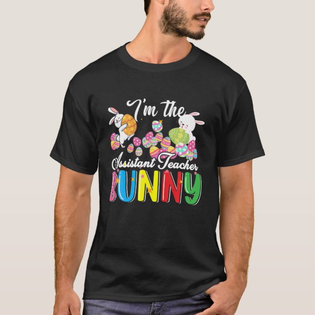 Camiseta Sou o professor assistente Bunny Cute Assistant Te (Frente)