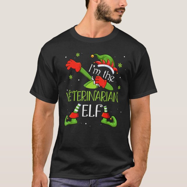 Camiseta Sou o veterinário Elf Dabbing Santa Claus Xmas (Frente)